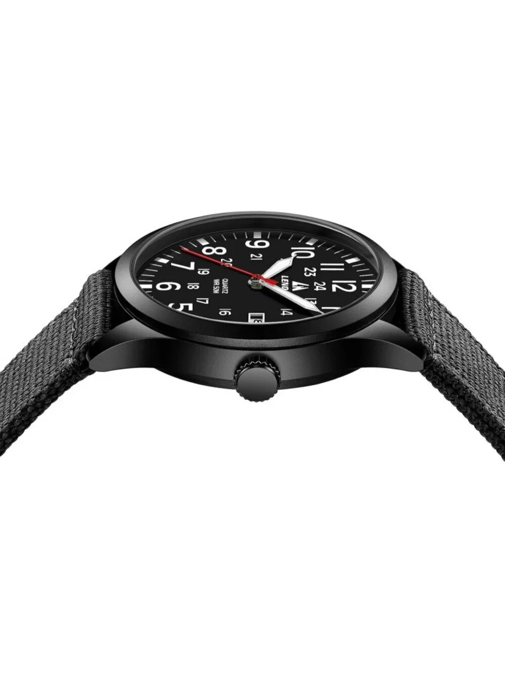 Men All Black Nylon Strap Stylish Luminous Unisex Military Tactical Casual Watch